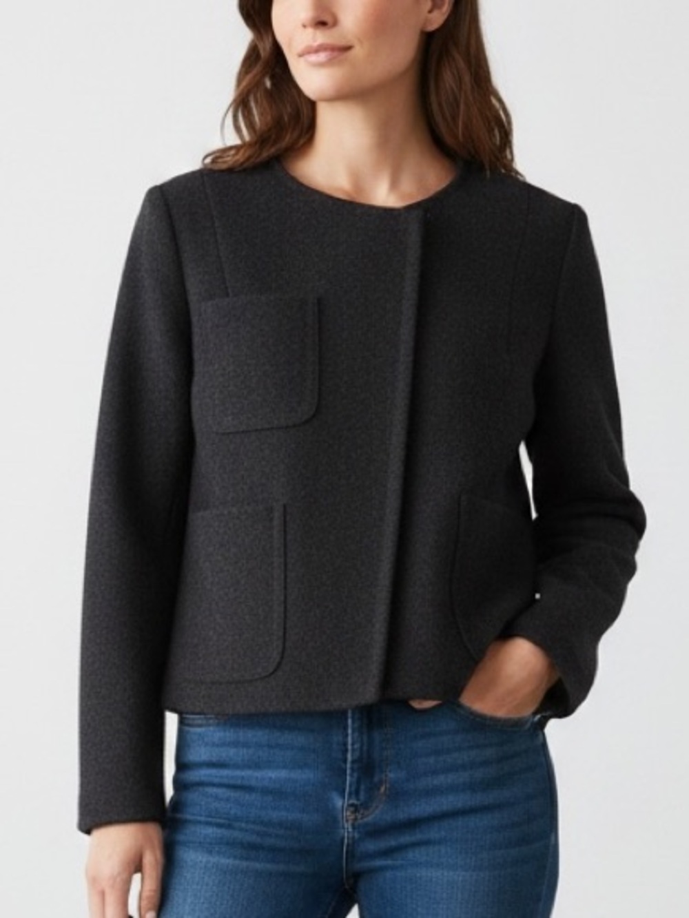DENNIS MEROTTO | Women’s Black 100% Wool Moto Biker Zipper Front Jacket size 2